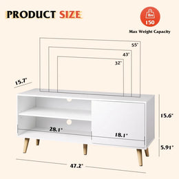 GALAXHERO TV Stand for 55 Inch TV Mid Century Modern TV Console with Storage Cabinet Entertainment Center for Living Room