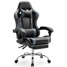Ergonomic gaming chair with lumbar support and headrest for home office