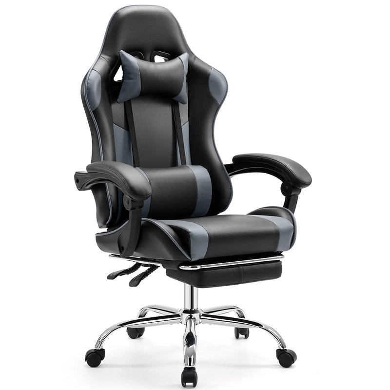 Ergonomic gaming chair with lumbar support and headrest for home office