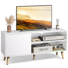 Mid-century modern TV stand for 55-inch TVs with storage cabinet