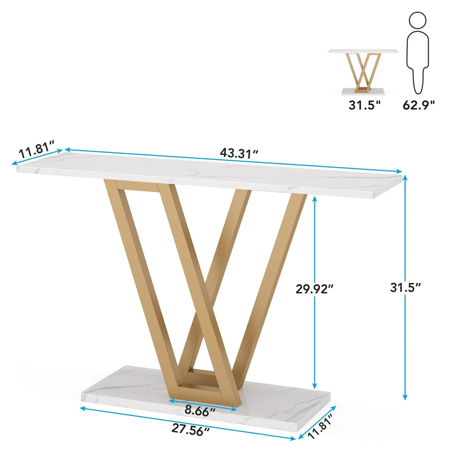 Tribesigns 43 Inch Console Table Industrial Entryway Hallway Table Living Room Furniture