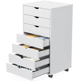 7-drawer rolling wooden chest dresser for bedroom or home office