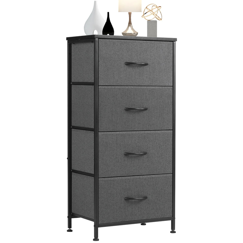 4-drawer fabric dresser with steel frame for bedroom clothes storage