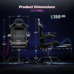 Gaming Chair for Adults, Ergonomic Computer Chair with Linkage Armrests,Height Adjustable Gamer Chair with Footrest and Headrest