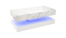 Modern Stylish Coffee Table with LED lights, Double-Layer Design for Living Room Coffee Table with 2 Storage Drawers