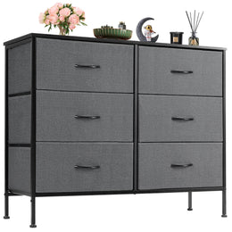 4-drawer fabric dresser with steel frame for bedroom clothes storage