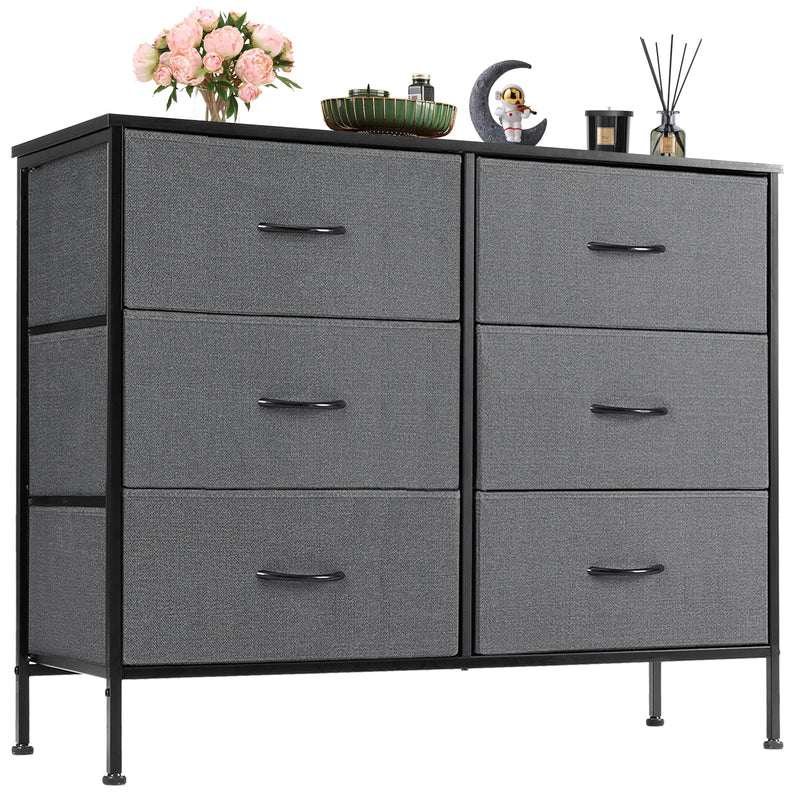 4-drawer fabric dresser with steel frame for bedroom clothes storage